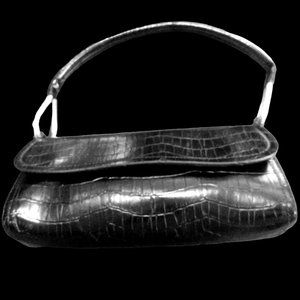 Bueno Okpta Black Faux Leather Croc Embossed Handbag , Women's Purse, Handbag